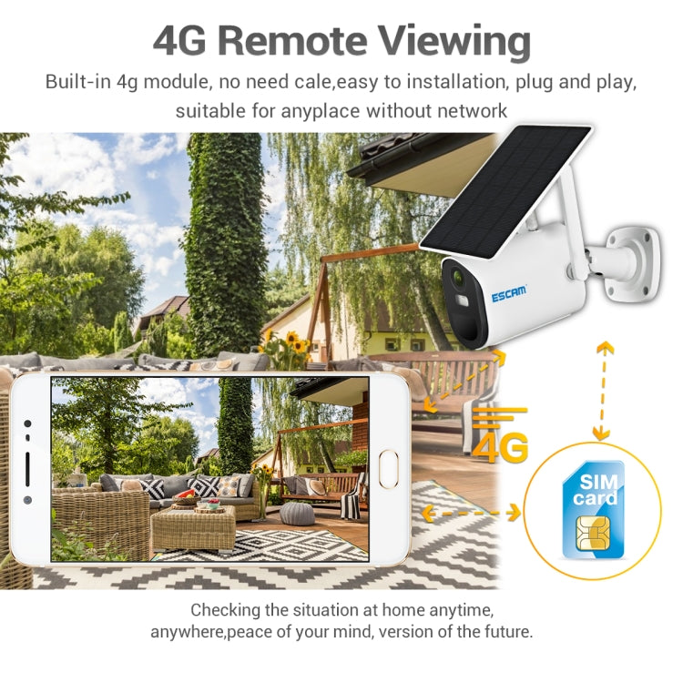 ESCAM QF490 HD 1080P 4G 3.8W Solar Panel IP Camera, EU Version, EU Version ESCAM QF490 HD 1080P 4G 3.8W Solar Panel IP Camera, EU Version, EU Version